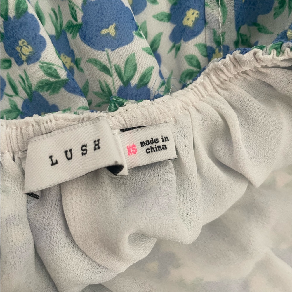 Lush Blue and White Floral Dress - Picture 3 of 4